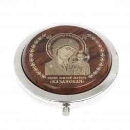 Зеркало с иконой &amp;quot;Казанская&amp;quot; из коричневого обсидиана