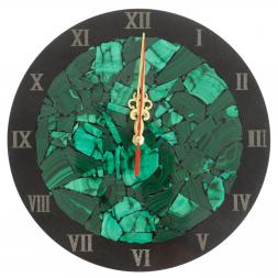 Настенные часы &amp;quot;Мозаика&amp;quot; из малахита и долерита 24х3,5х24 см