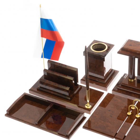 Письменный набор &amp;quot;Георгий Победоносец&amp;quot; камень обсидиан 122217