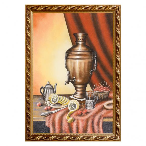 Натюрморт &amp;quot;Самовар&amp;quot; багет 46х66 см, каменная крошка 111197
