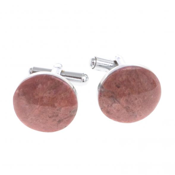 Запонки камень родонит круглые 124442