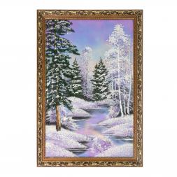 Картина &amp;quot;Зимний пейзаж&amp;quot; багет дерево гипс 46х66 см, каменная крошка