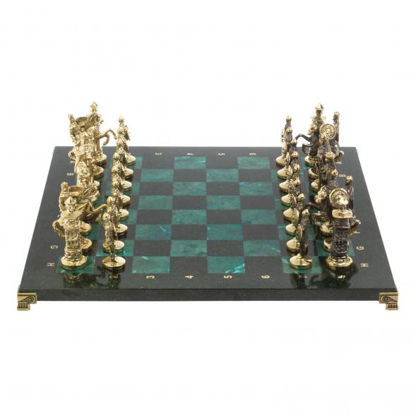 Шахматы &amp;quot;Богатыри&amp;quot; из бронзы и шабровского змеевика 44х44 см 127561