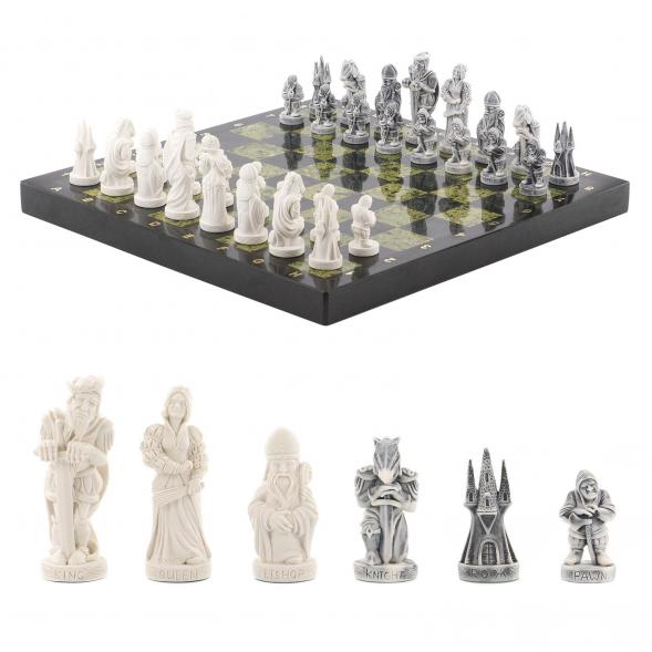 Шахматы из камня змеевик &amp;quot;Средневековье&amp;quot; доска 40х40 см 119962