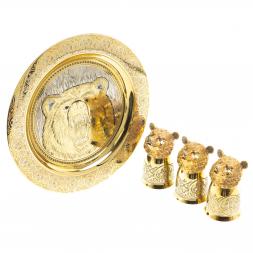 Подарочный набор &amp;quot;Медведь&amp;quot; тарелка и 3 стопки перевертыша Златоуст