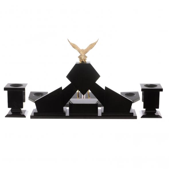 Письменный набор из лемезита &amp;quot;Орел&amp;quot; с лотком для бумаг А4 и бюваром 124524