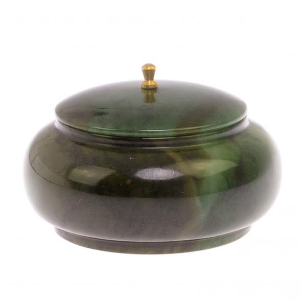 Шкатулка круглая из нефрита 11х11х6,5 см 125325