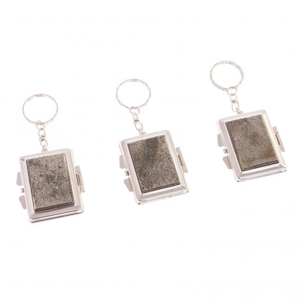 Складное зеркало брелок из камня пирит прямоугольное 126627