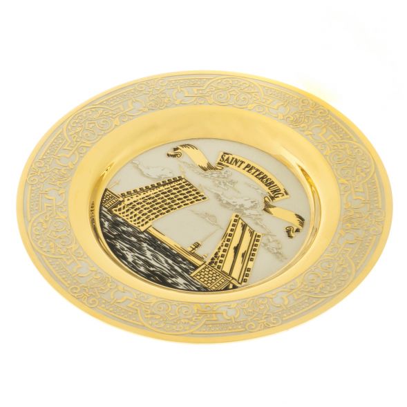 Тарелка с гравюрой &amp;quot;Санкт-Петербург. Разводные мосты&amp;quot; 12 см в подарочной упаковке Златоуст 128500