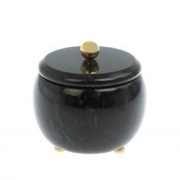 Шкатулка круглая "Жемчужина" из черного змеевика 7,5х7,5х6,5 см