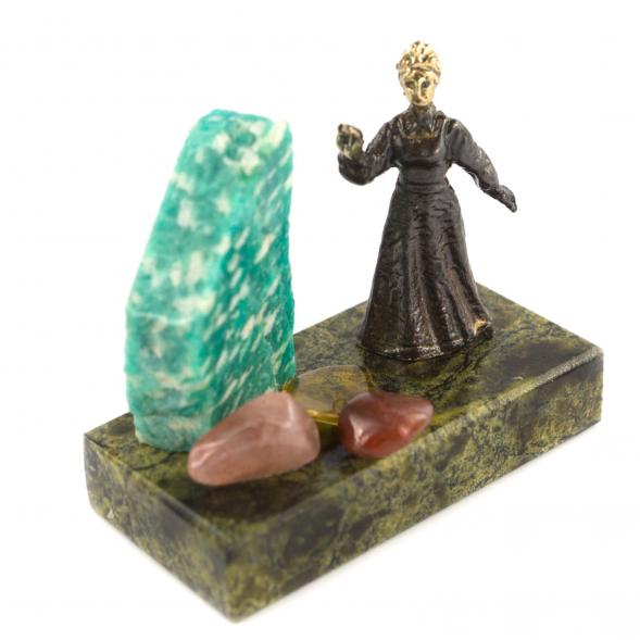Бронзовая статуэтка &amp;quot;Хозяйка Медной Горы&amp;quot; из камня змеевика и амазонита 121071