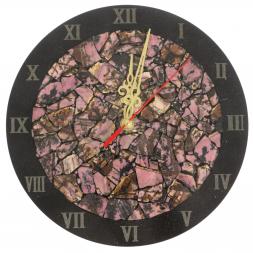 Настенные часы &amp;quot;Мозаика&amp;quot; из родонита и долерита 24х3,5х24 см
