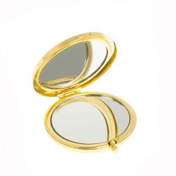 Карманное зеркало из чароита круглое цвет золото