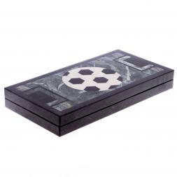 Каменные нарды "Футбол" змеевик гранит