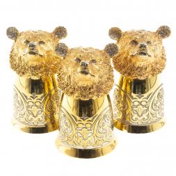 Подарочный набор &amp;quot;Медведь&amp;quot; фляжка и 3 стопки перевертыша Златоуст