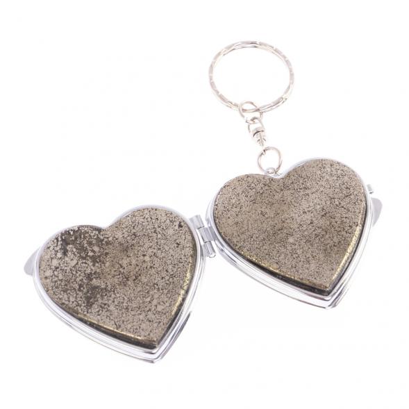 Складное зеркало брелок из камня пирит Сердце 126628