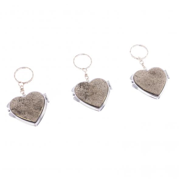 Складное зеркало брелок из камня пирит Сердце 126628