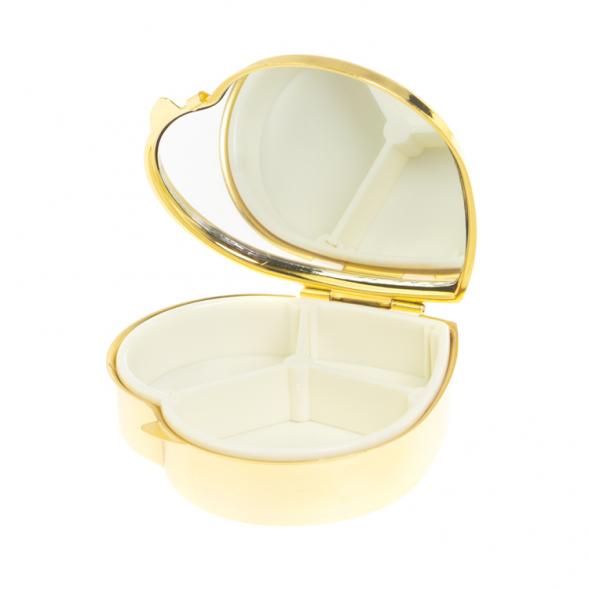 Таблетница &amp;quot;Сердце&amp;quot; на 3 отделения голубой апатит цвет золото 127402