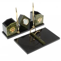 Настольный набор &amp;quot;Куб&amp;quot; змеевик