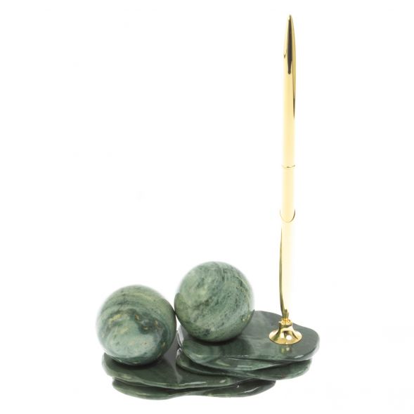 Композиция &amp;quot;Два шара&amp;quot; из офиокальцита с ручкой 128873