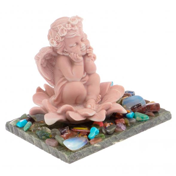 Сувенир &amp;quot;Ангел в цветке&amp;quot; из змеевика и мрамолита 121362