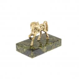 Статуэтка &amp;quot;Лошадка&amp;quot; из бронзы на подставке из светло-зеленого змеевика