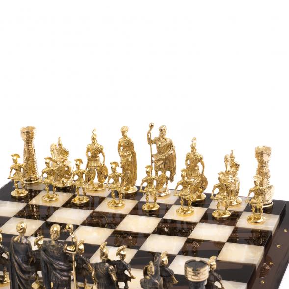 Шахматы &amp;quot;Римские&amp;quot; из бронзы доска 40х40 см камень обсидиан оникс 125496