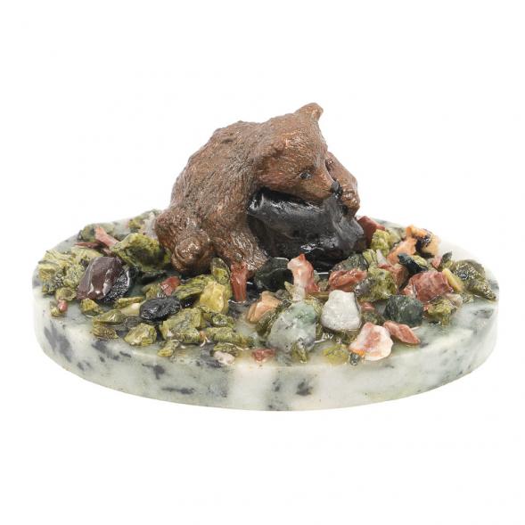 Сувенир &amp;quot;Медвежонок с камнем&amp;quot; змеевик 116913
