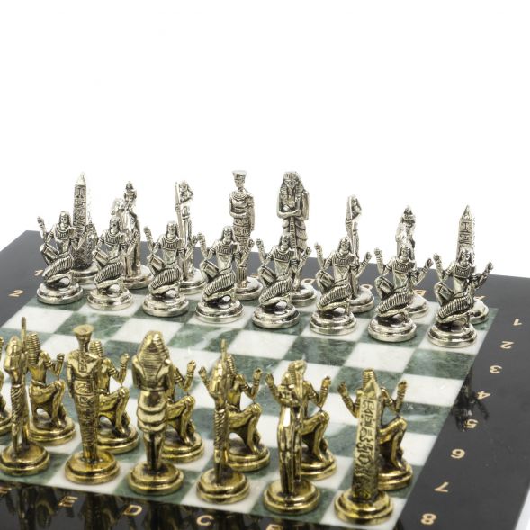 Настольные шахматы &amp;quot;Египет&amp;quot; доска 32х32 см из мрамора и змеевика 127724