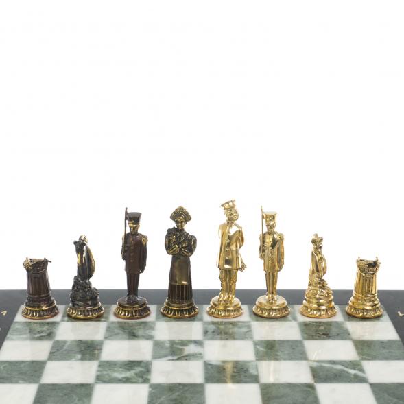 Шахматы &amp;quot;Деревенские&amp;quot; бронзовые, доска из змеевика 40х40 см 127878