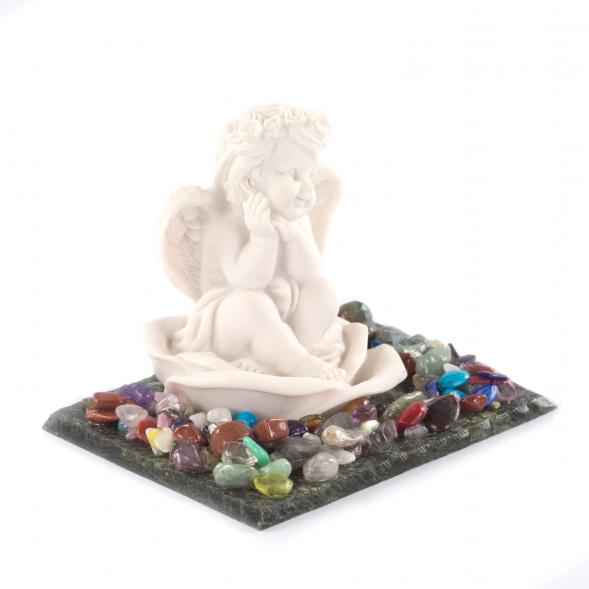 Сувенир &amp;quot;Ангел в цветке розы&amp;quot; из змеевика и мрамолита 121363