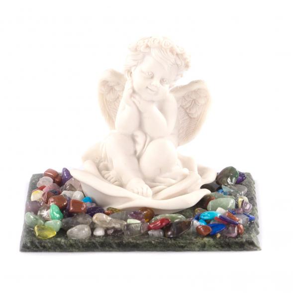 Сувенир &amp;quot;Ангел в цветке розы&amp;quot; из змеевика и мрамолита 121363