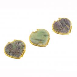 Зеркало карманное &amp;quot;Сердце&amp;quot; из флюорита цвет золото