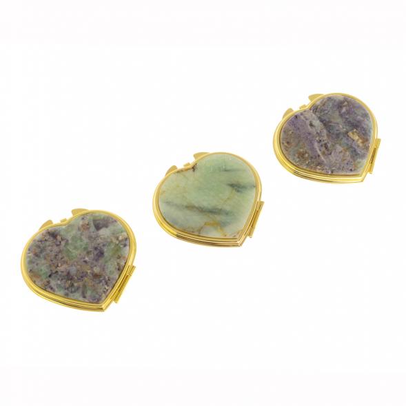 Зеркало карманное &amp;quot;Сердце&amp;quot; из флюорита цвет золото 130047