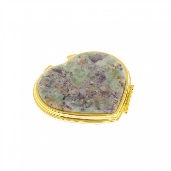 Зеркало карманное &amp;quot;Сердце&amp;quot; из флюорита цвет золото 130047
