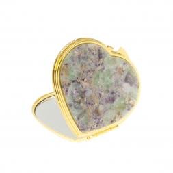 Зеркало карманное &amp;quot;Сердце&amp;quot; из флюорита цвет золото