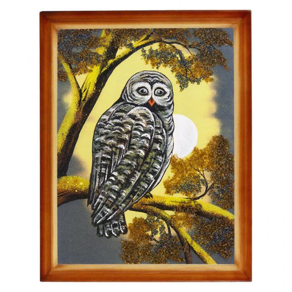 Картина &amp;quot;Сова&amp;quot; багет дерево 36х46 см, каменная крошка 111694