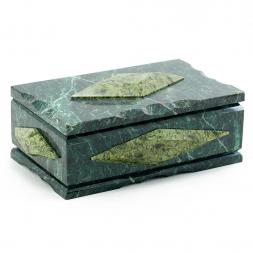 Каменная шкатулка &amp;quot;Ромб&amp;quot; змеевик 20x12x8 см