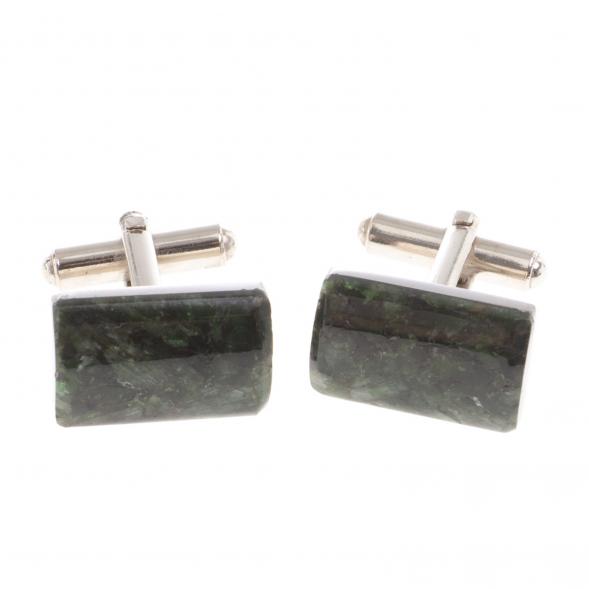 Запонки камень актинолит прямоугольные 124446
