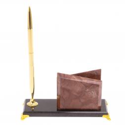 Настольная визитница &amp;quot;Мини 3&amp;quot; из лемезита на ножках