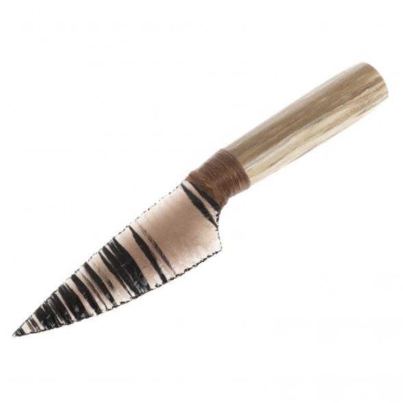 Нож из обсидиана рукоять окаменелое дерево 27х4,5х2,5 см 129448