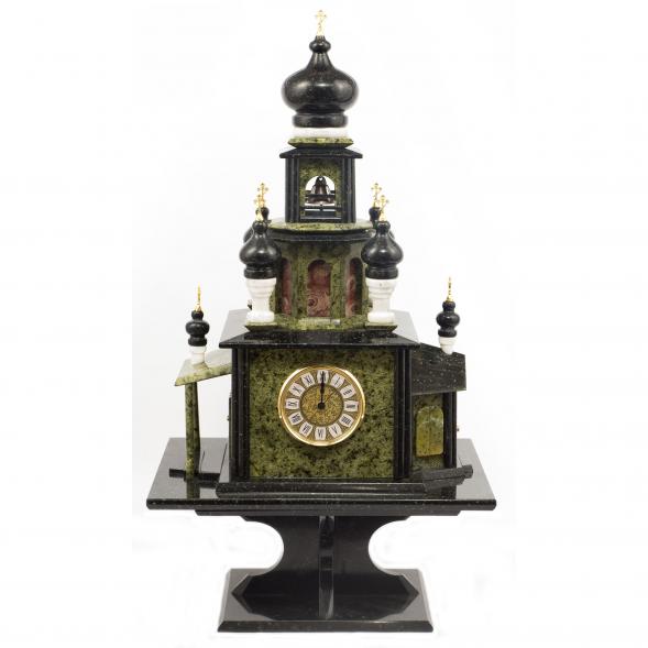 Подарочные часы &amp;quot;Храм&amp;quot; из камня змеевик и мрамор 113585