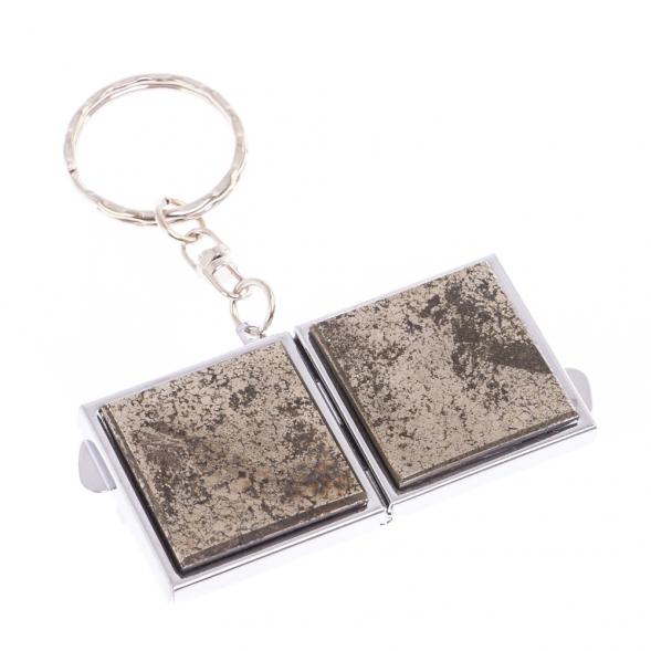 Складное зеркало брелок из камня пирит квадратное 126630