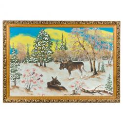 Картина &amp;quot;Лоси&amp;quot; багет 46х66 см, каменная крошка