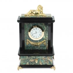 Часы "Лев" с ящиком камень березит 16х11х24 см