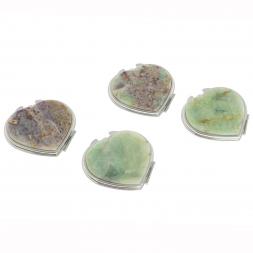 Зеркало карманное &amp;quot;Сердце&amp;quot; из флюорита цвет серебро