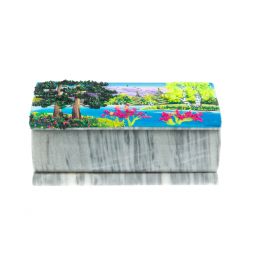 Шкатулка "Лето" из серого мрамора 14,5х7,5х6 см