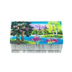 Шкатулка "Лето" из серого мрамора 14,5х7,5х6 см