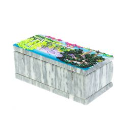 Шкатулка "Лето" из серого мрамора 14,5х7,5х6 см