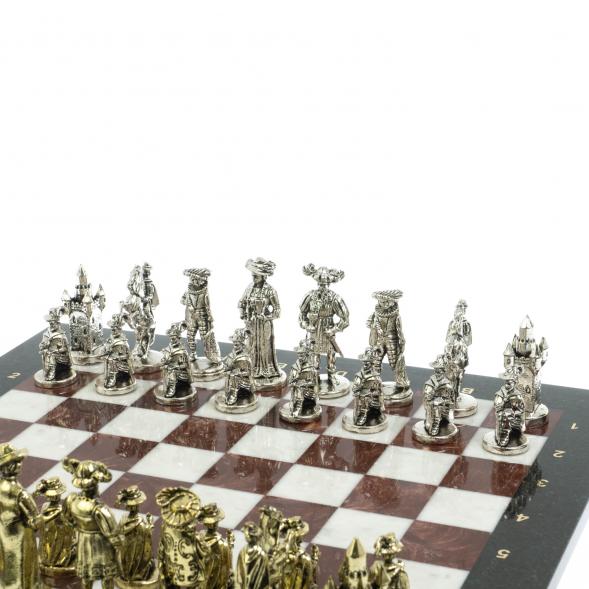 Шахматы настольные из камня &amp;quot;Средневековье&amp;quot; 44х44 см мрамор лемезит 119427
